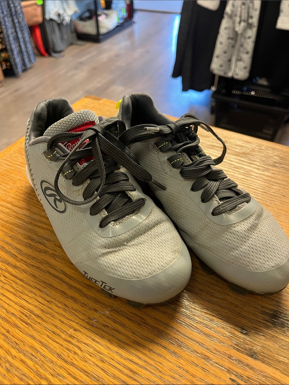 Rawlings Gray and Black Men’s TurfTek Athletic Shoes with Red Accent
